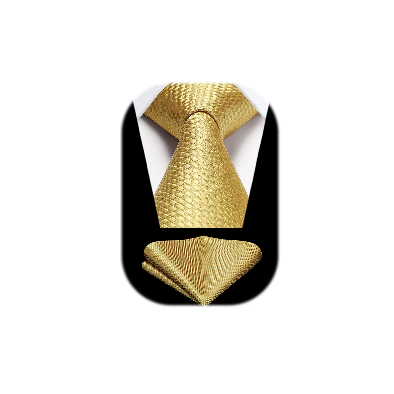 HISDERN Men's Ties Solid Colour Elegant Business Tie Wedding and Handkerchief Se