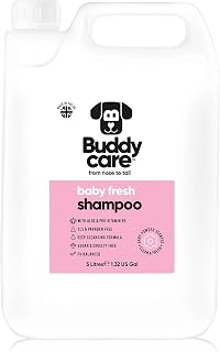 Baby Fresh Dog Shampoo by Buddycare | For Smelly Dogs, Nourishing for Itchy & Dry Skin | Vegan & Curelty Free Dog Shampoo | Aloe Vera and Pro-vitamin B5 | 5L