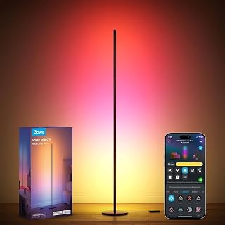 Govee LED Floor Lamp, RGBIC Standing Lamp, Works with Alexa, Matter, Black | Smart Color Changing Corner Lamp with 61 Scene Modes, Music Sync, Corner Floor Lamp for Living Room, Bedroom and Office