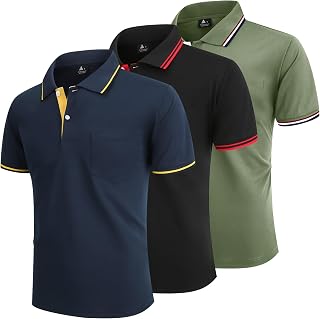 LLdress Men's Polo Shirt Short Sleeves 3 Pack Golf Tennis T Shirt Lightweight and Breathable