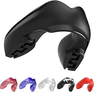 SAFEJAWZ Black Mouth Guard for Braces, One Size Gum Shield with Case | One Size, Ortho Mouthguard, Easy Fit Remouldable, Boxing, MMA, Rugby, Martial Arts, Hockey, All Contact Sports