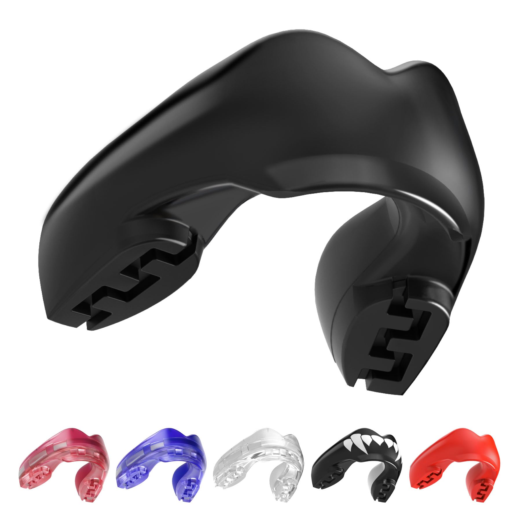 SAFEJAWZ Black Mouth Guard for Braces, One Size Gum Shield with Case | One Size,