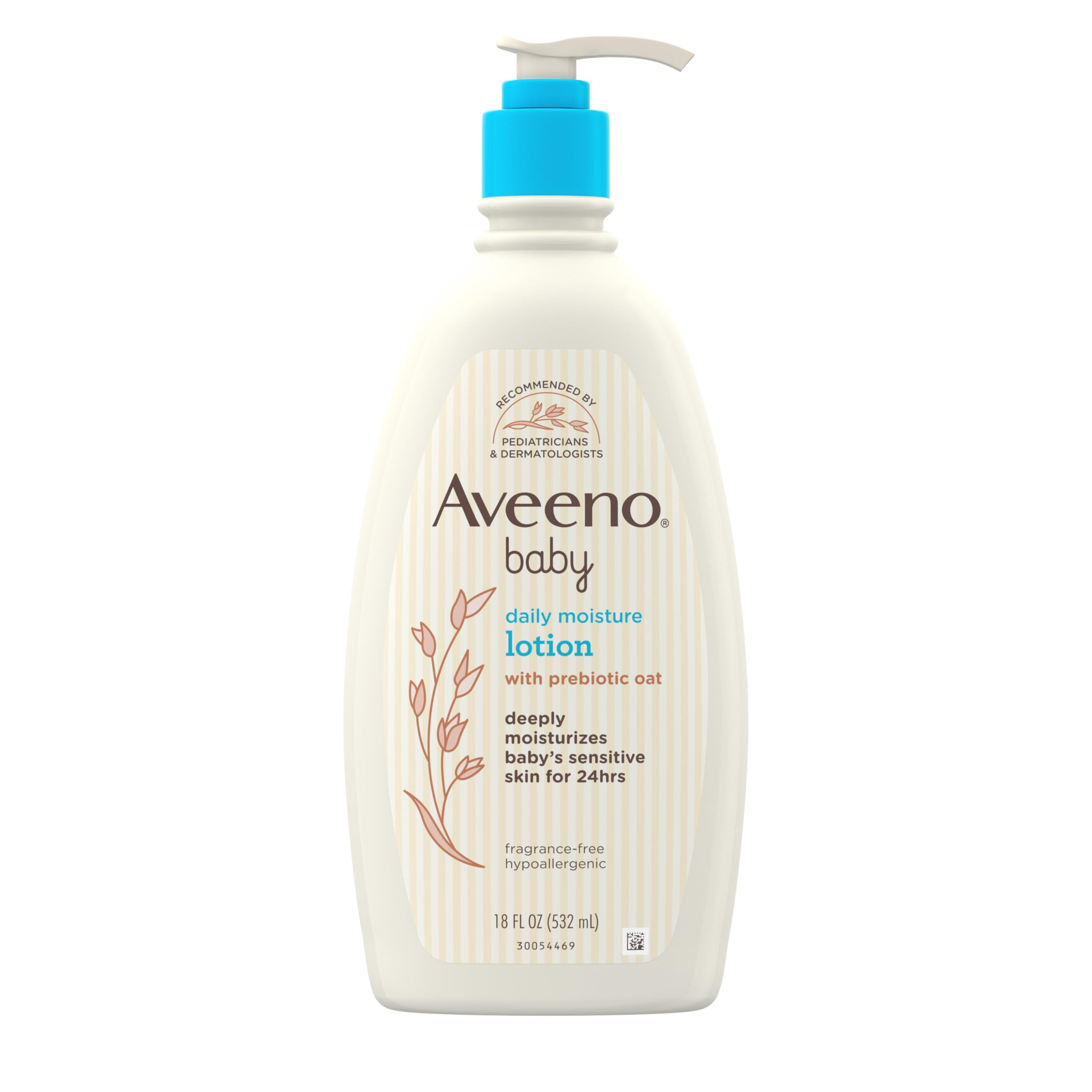 Aveeno Baby Daily Moisture Body Lotion, Fragrance Free, 18 fl. oz | Prebiotic Oa