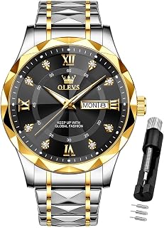OLEVS Mens Luxury Casual Diamond Watches Big Dial Stainless Steel Waterproof Business Dress Analog Luminous Date Display