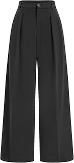 CIDER Plaid Wide Leg Pants for Women with Pockets Mid Waist Checkered Pants Business Casual Trousers Trendy