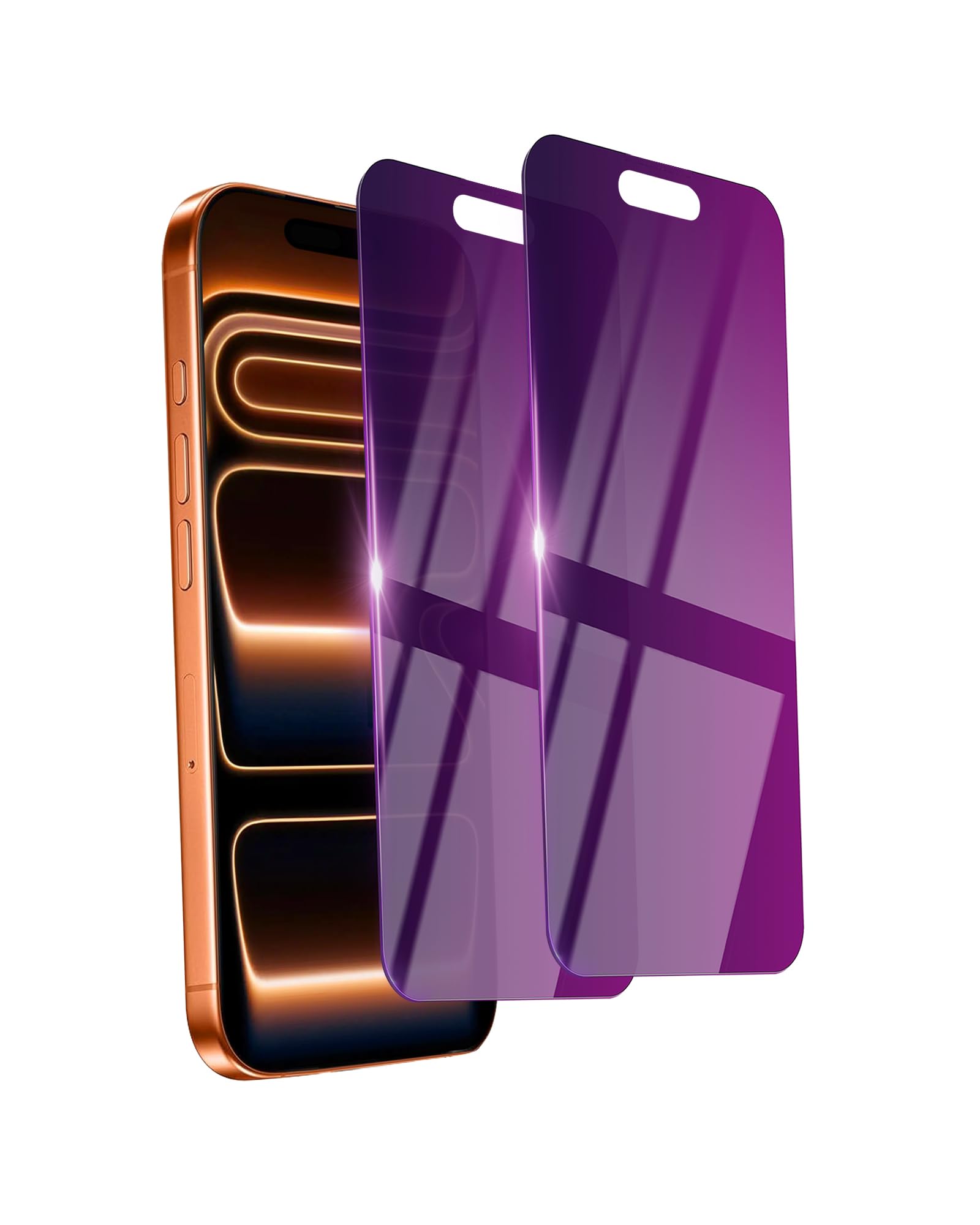 Ifaeveus 2 Pack Privacy Screen Protector for iPhone 17 Pro Max Glass | Purple Pr