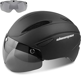 Shinmax Cycling Helmet for Men and Women, CE Certified with Detachable Magnetic Glasses, Adult Visor, Mountain Bike Helmet, Adjustable Road Safety Protection, Skiing