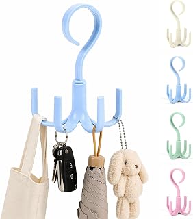 Tank Top Tie Rack, Rotating Bra Rack, Closet Organizer, 4 Storage Capacity Sports Bra Holder, Space Saving Closet Organizer, Storage (Blue)