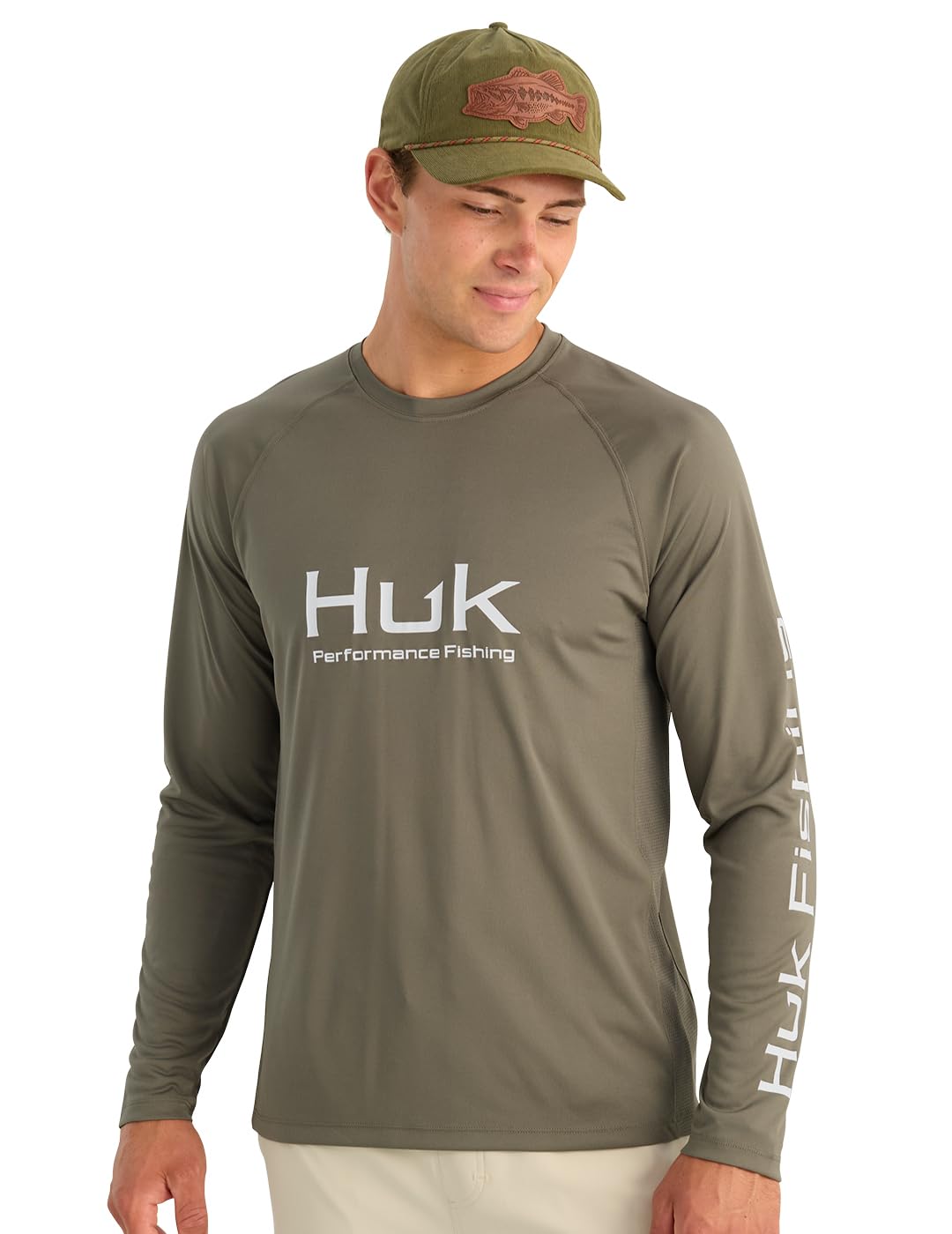 HUK Pursuit Breathable Long Sleeve Shirt, +30 UPF Fishing Shirt, Moss, L