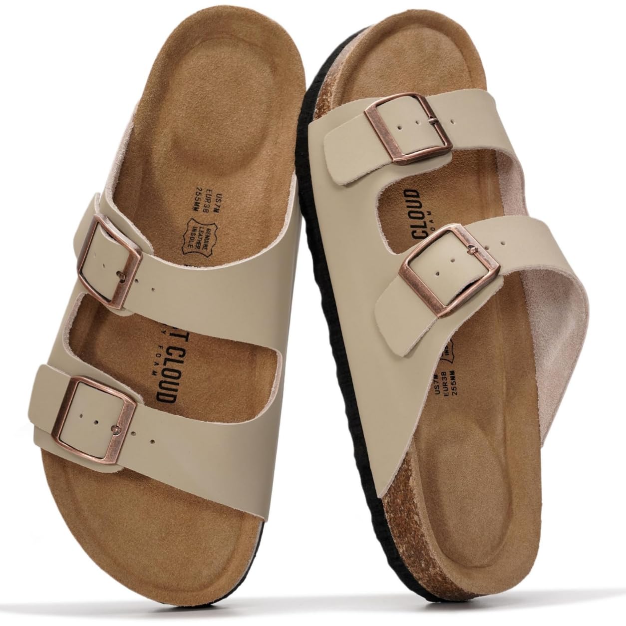 Project Cloud Women's Genuine Leather Flat Sandals Comfortable Beach Essentials 