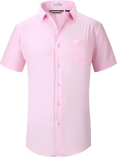 Alex Vando Camicia da uomo casual a maniche corte da uomo a maniche corte con bottoni