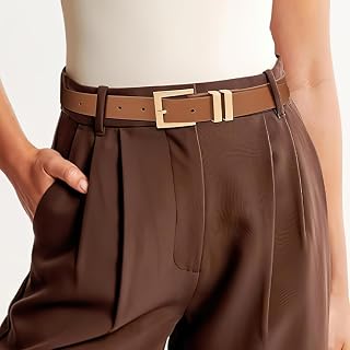 Women Leather Belt for Jeans Pants Dresses Fashion Belt for Women Square Belt with Gold/Silver Buckle for Women