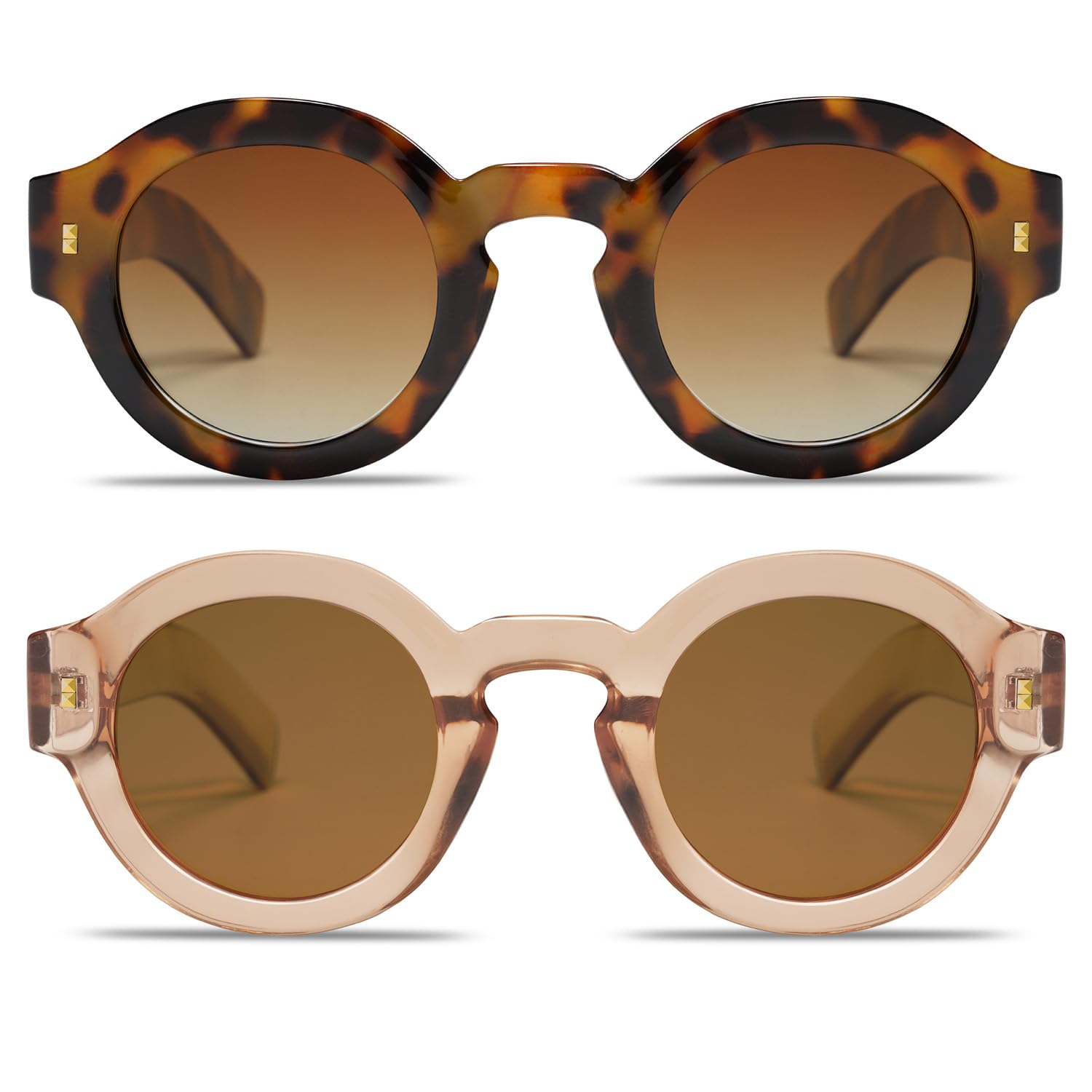 VANLINKER Vintage Round Polarized Sunglasses for Women Men Trendy Shades Retro C