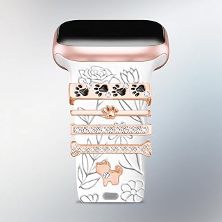 Women 40mm 38mm 41mm 42mm Apple Watch Band Soft Silicone Strap with Dressy Decorative Apple Watch Charm for iWatch Series 11 10 9 8 7 6 5 4 3 2 1 SE
