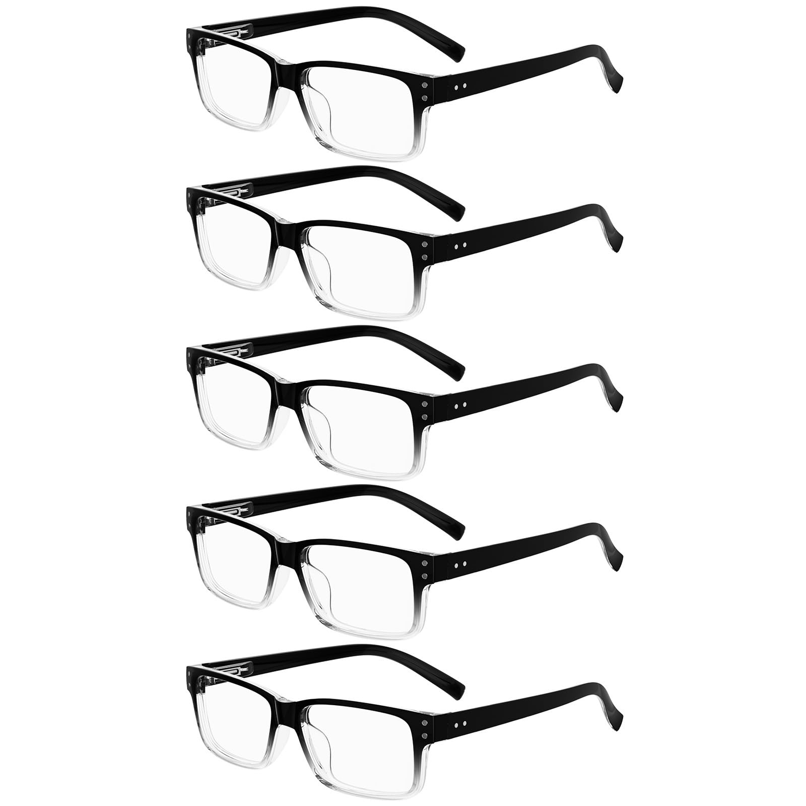 eyekepper 5 Pairs of Reading Glasses for Women Men Plastic Frame Spring Hinges
