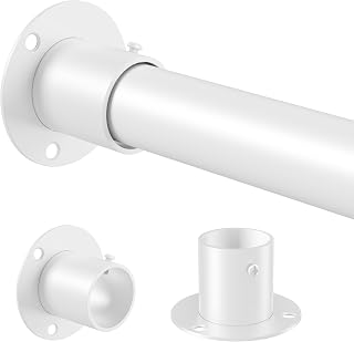 Venwemong Wardrobe Rod,70-90cm Adjustable Clothes Hanging Rail, Metal with Fixing Accessories for Closet & Storage, White, Diameter 32mm