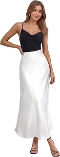 Hybrid & Company Women's High Waist Satin Maxi Skirt