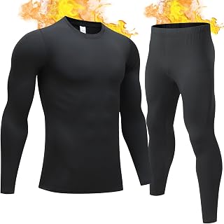 Mens Thermal Underwear Set with Lightweight Ultra Soft Fleece Lined,Long John Set, Moisture-Wicking Skiing Base Layer