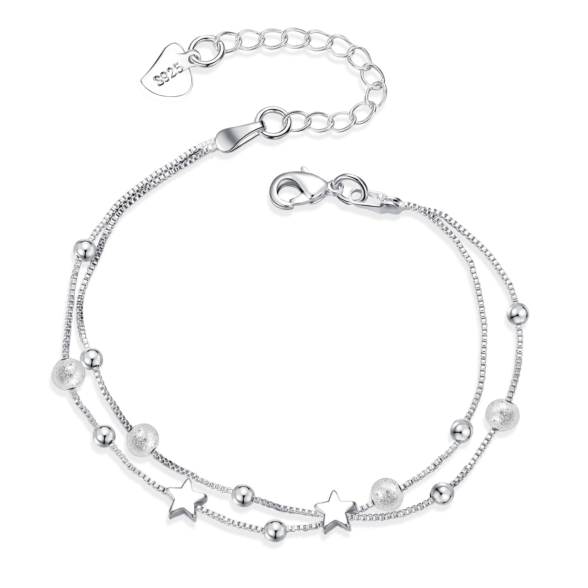 Armband Silber 925 Gold Verstellbare Layered Armbänder Damen Armschmuck