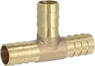 PATIKIL 1/2" Brass Tee Hose Barb Fitting, 3 Ways Union Intersection T Shape Barbed Split for Air Water Fuel Gas Liquid, Golden