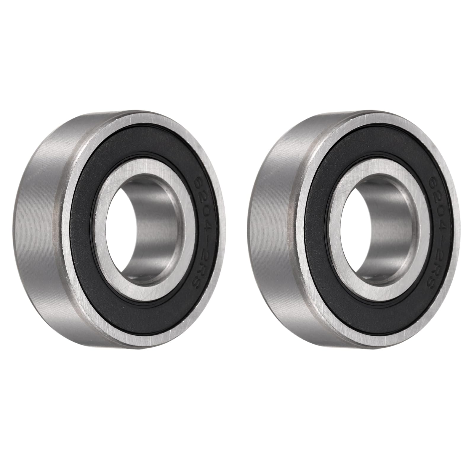 sourcing map 2pcs 6204-2RS Bearing 20x47x14mm, Chrome Steel Double Rubber Seals 