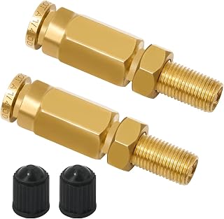 Boeray 2 PCS 1/4" Inflation Schrader Valve with Push to Connect Buttons | Brass Schrader Valve Adapter, Quick Connect Air Fitting for Trailer & Air Brake System, Leak-Proof, Corrosion-Resistant