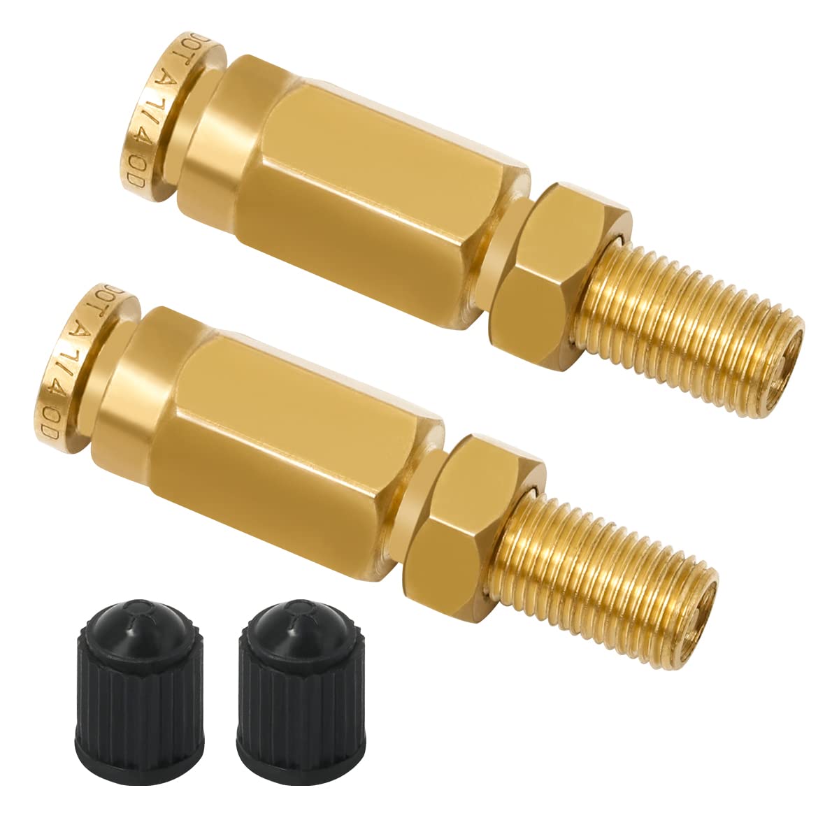 Boeray 2 PCS 1/4" Inflation Schrader Valve with Push to Connect Buttons | Brass 