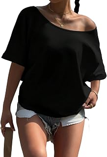 Women Off Shoulder Tops Short Sleeve Summer Shirts Going Out T-Shirts Y2K Trendy