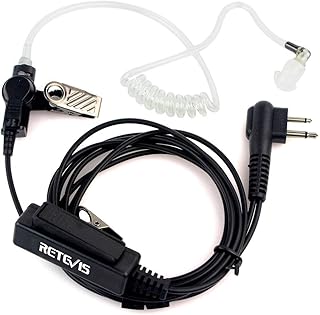 Retevis Covert Tube Walkie Talkie Earpiece with Mic, Full Size PTT(1 Pack) | only Compatible with Motorola R2/CP100D/CP185/CP200/ CP200D/CLS1410/CLS1110/BPR40 Walkie Talkie, Surveillance Headset