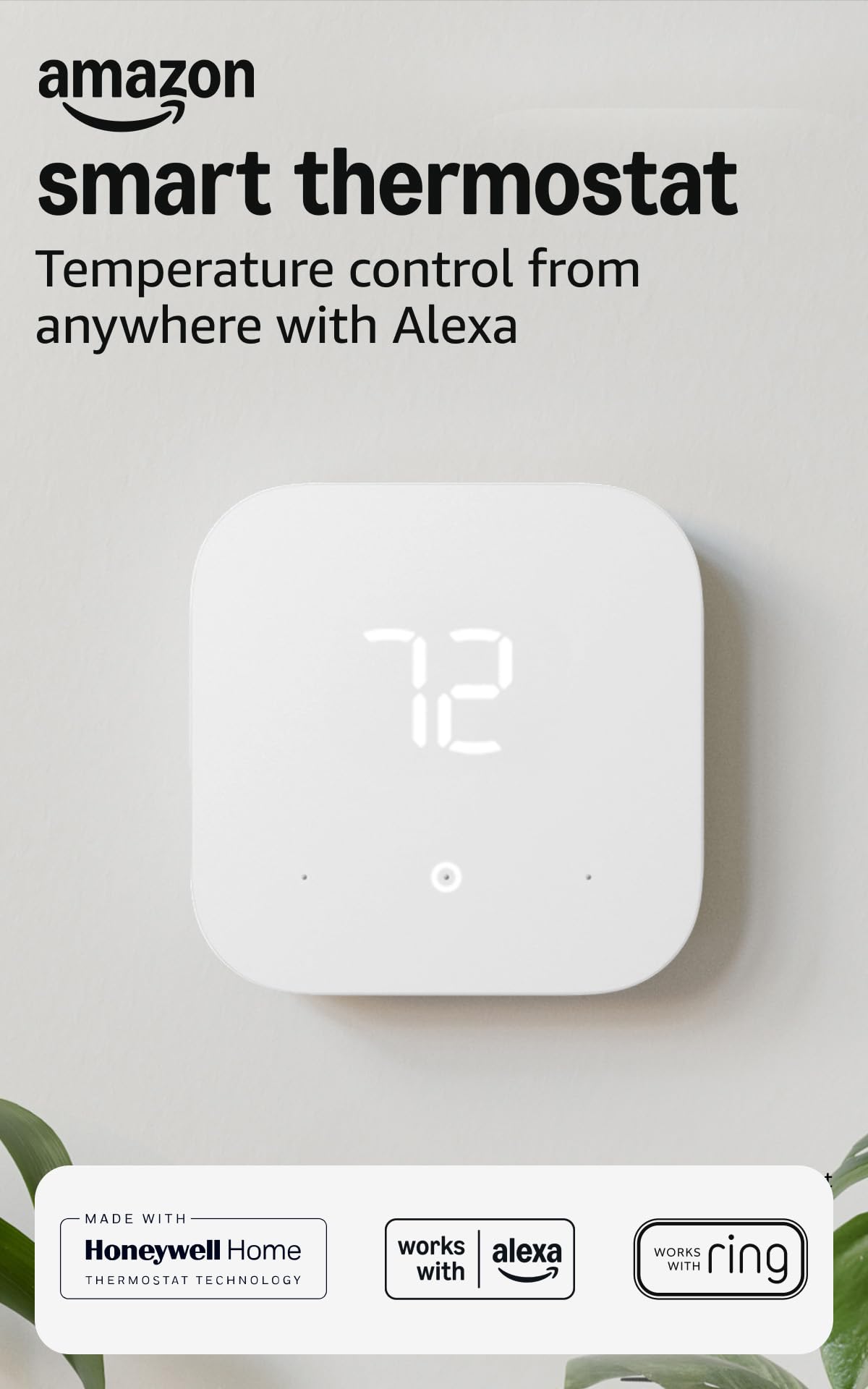 Amazon Smart Thermostat with C-wire adapter, Save money and energy, Works with A