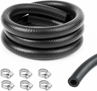 URAQT 6mm Fuel Line Hose, 3.28Ft 1/4 Inch Inner Diameter Fuel Line Set, 1 Meter Fuel Pipe Fuel Hose with 6 Hose Clamps, Suitable for Trucks, Cars, Tractors and Small Engines