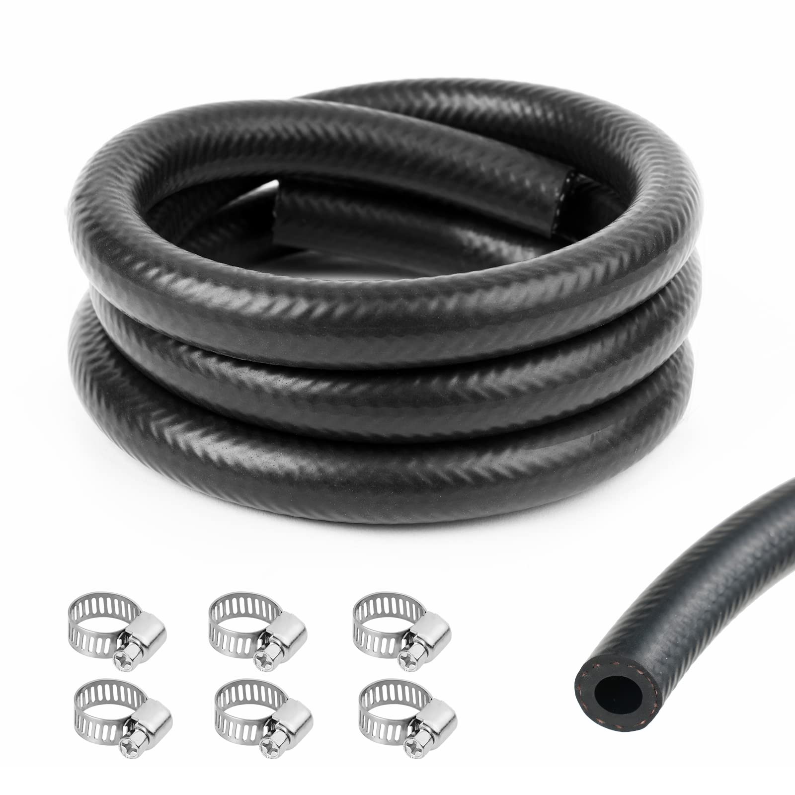 URAQT 6mm Fuel Line Hose, 3.28Ft 1/4 Inch Inner Diameter Fuel Line Set, 1 Meter 