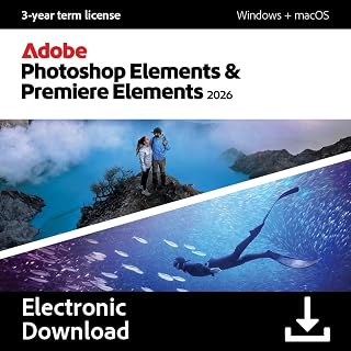 Adobe Photoshop Elements & Premiere Elements 2026 | PC/Mac Code | Software Download | Photo & Video Editing | 3-year term license | Activation Required [PC/Mac Online Code]