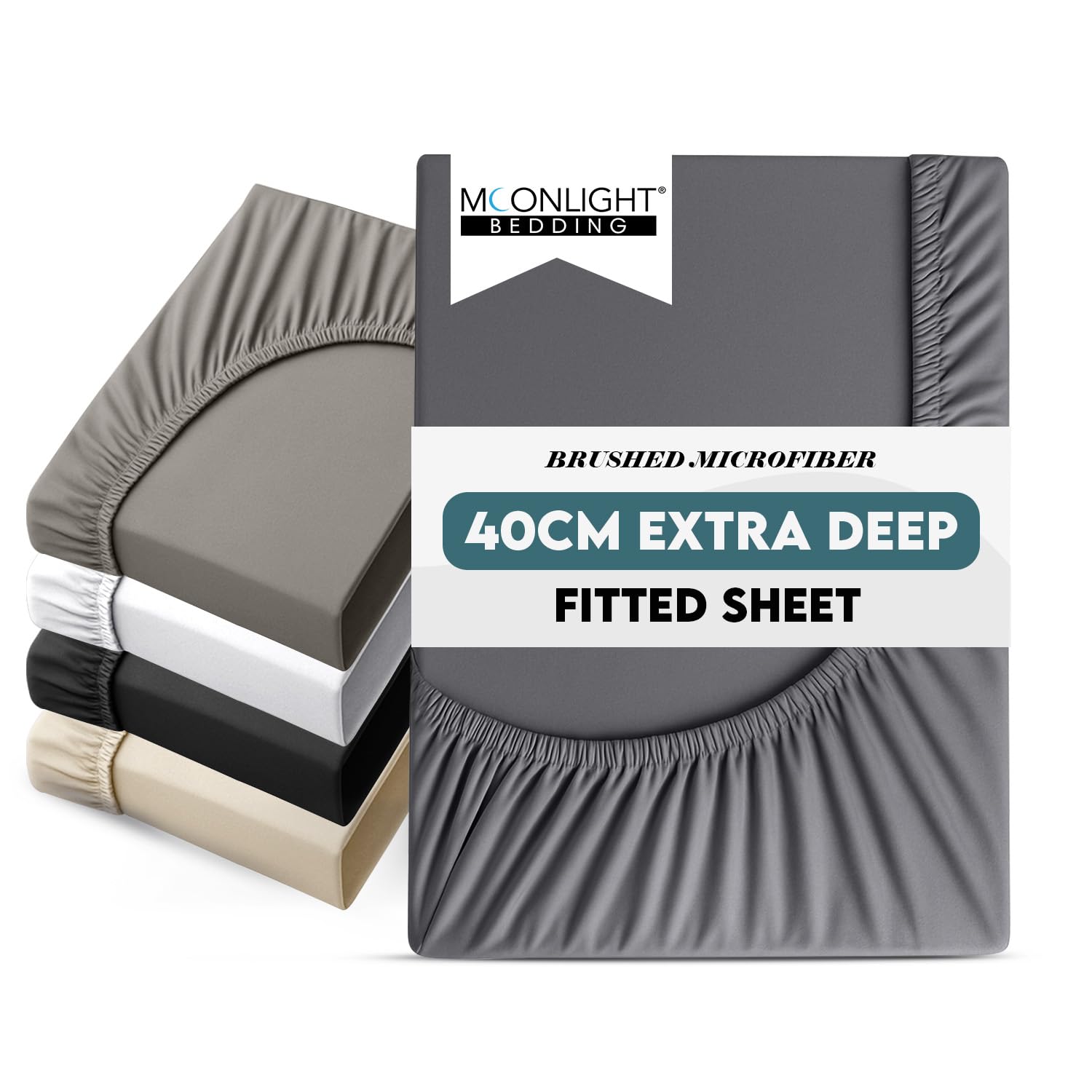 Moonlight Bedding Fitted Sheet 40 Cm Extra Deep Pocket Bed Sheets 16 inch Ultra 