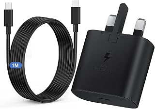 For Samsung Charger Fast Charge, USB Type C Charging Plug UK and Phone Cable 1M USBC to C Lead for Samsung Galaxy S26 S25 S24 S23 S22 S21 S20 A34 A35 A36 A53 A54 A55 A56 A27 A17 A16 A25 A26 A23 A24