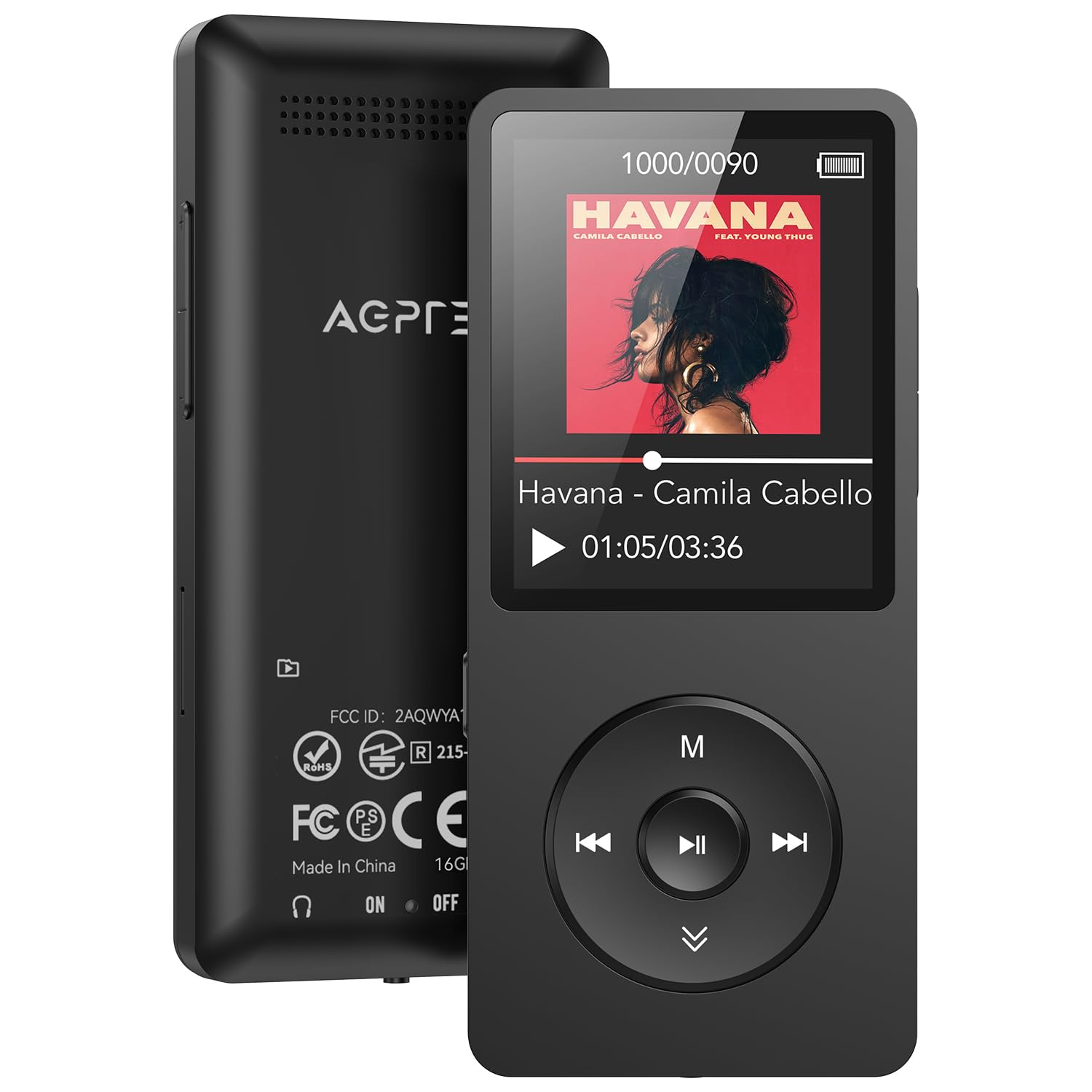 AGPTEK A02 MP3 Player with Bluetooth 5.3, 1.8'' 32GB Portable Music Player | wit