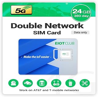 EIOTCLUB Data SIM Card for Security Cameras - 24GB 360Day USA Coverage | Reliable 5G/4G LTE IoT Connectivity for Non-WiFi Areas, Farm/Barn/Construction Site/Vacation Home, No Voice and Text