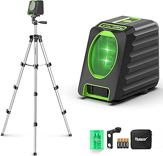 Laser Level and 40in Tripod, Huepar 150°/150Ft Laser Level with Pulse Mode | Self Leveling Lazer Leveler Tool Switchable Green Cross Line for Picture Hanging, Tile, DIY / Construction Project