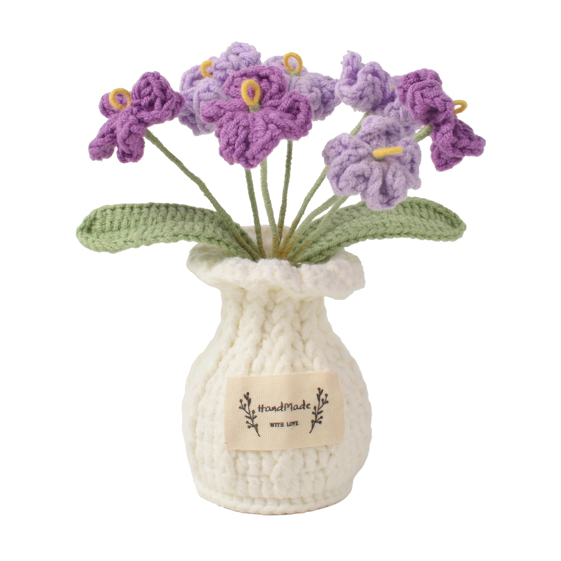 HAIOPS Crochet Flower Pot Forget-Me-Not Handmade Knitted Potted Flowers | Cute C