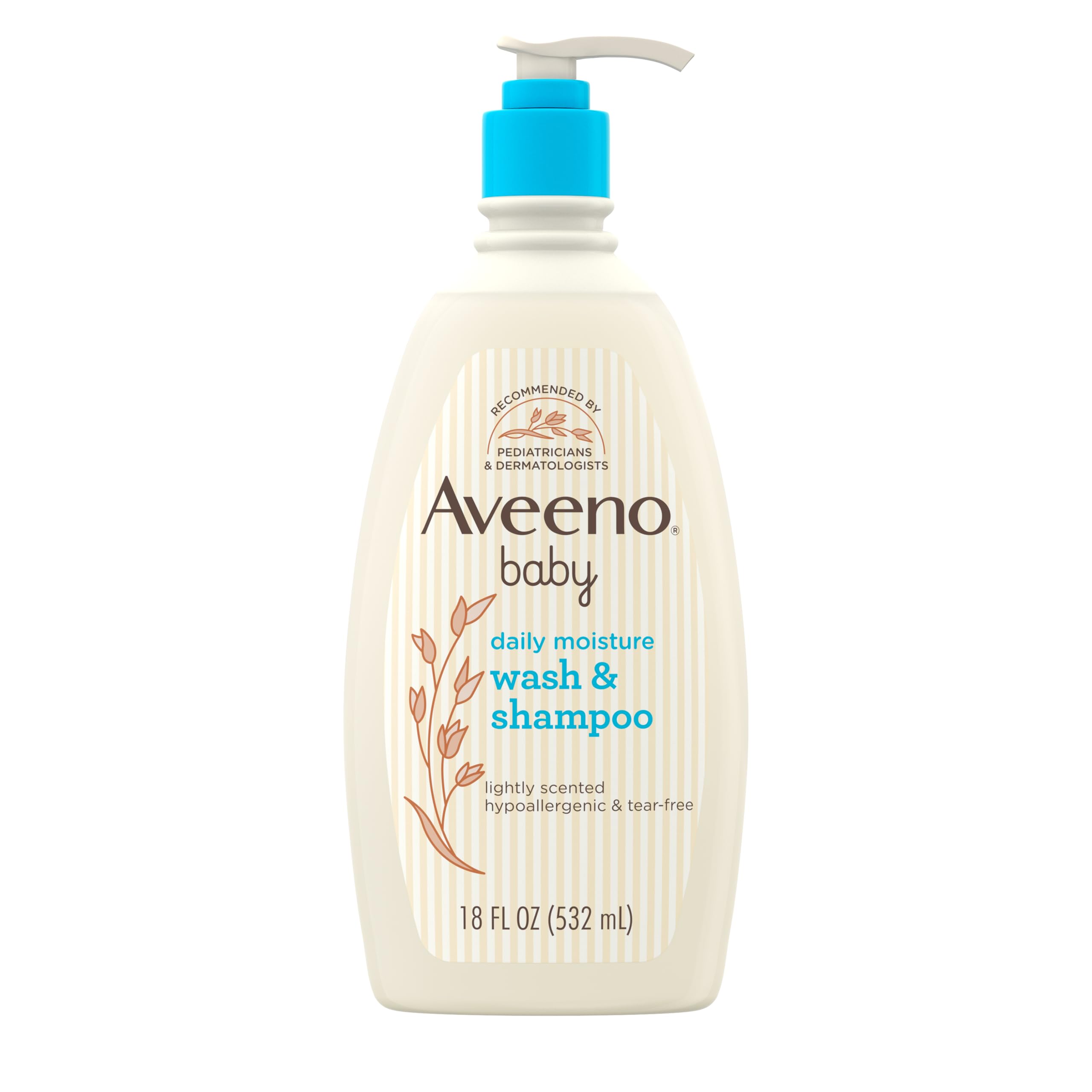 Aveeno Baby Daily Moisture Wash &amp; Shampoo, Tear-Free, 18 fl. oz | 2-in-1 Bab