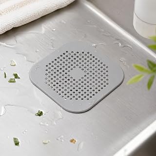 Square Shower Drain Hair Catcher 5.4 Inch Silicone Drain Strainer with Suction Cups for Kitchen Sink and Bathroom Bathtub Hair Stopper 3 Pack