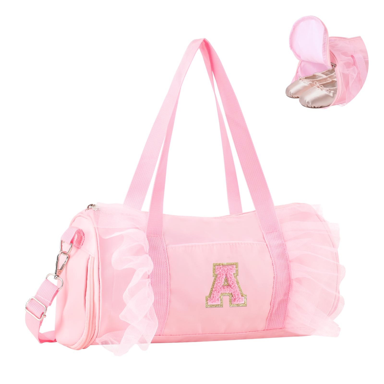 Personalized Initial Dance Bag for Girls, Cute Letter Kids Ballet Bag Zipper Tod