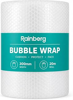 Rainberg 300mm x 20m Heavy Duty Bubble Wrap Roll, Air Bubble Premium Quality Protection for Packaging, Storage, Fragile Items, Moving House Essentials, Recyclable & Eco-Friendly