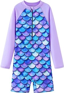 UMELOK Girls UV Protection Long Sleeve One Piece Swimsuit