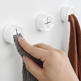 Set of 4 adhesive wall hooks, reliable stick on towel hangers. For bathroom, kitchen and home organization (white, 42x22mm)
