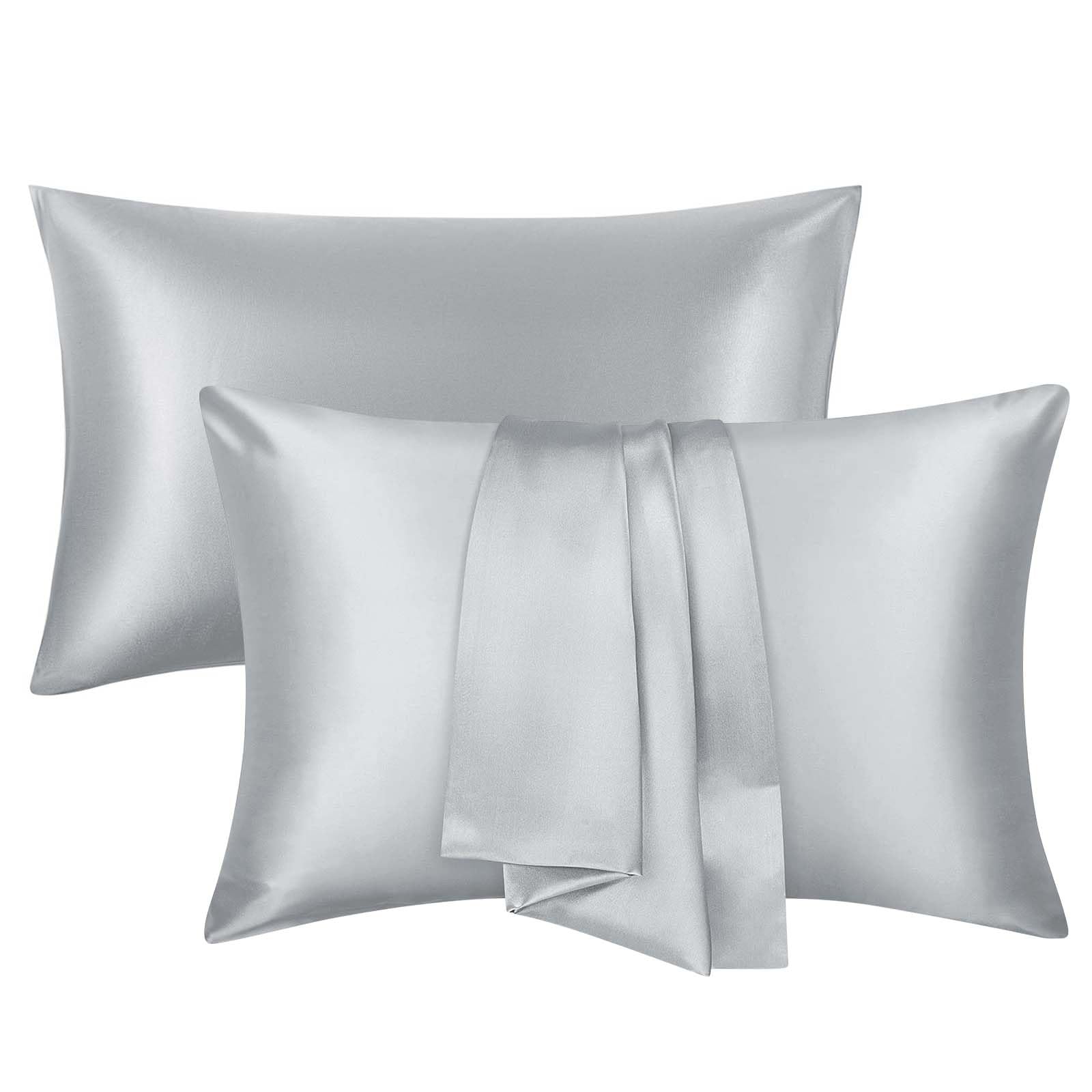 Silk Satin Pillowcases Standard Size Set of 2 with Envelope Closure Skin and Hai