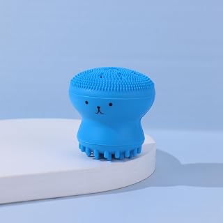 1 x Octopus Silicone Face Brush and Massager Designed for Deep Cleansing and Gentle Skin Exfoliation (Blue)