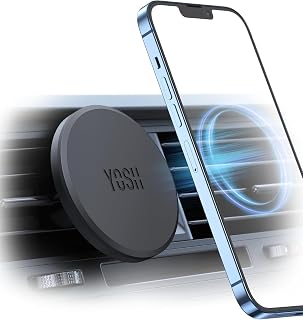 YOSH for MagSafe Car Mount Magnetic Car Phone Holder Air Vent for iPhone | 1s Installation & Full Rubber Protection, N55 Magnets for iPhone Duo 18-12 Series, Fits MagSafe Cases, No Metal Plate Needed
