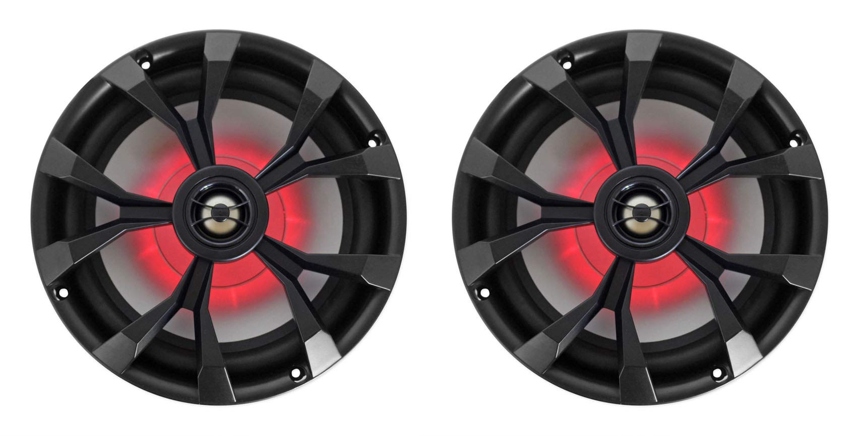 Rockville RKL80MB 8" Black 2-Way Marine Boat LED Speakers Pair | 900W Peak / 200