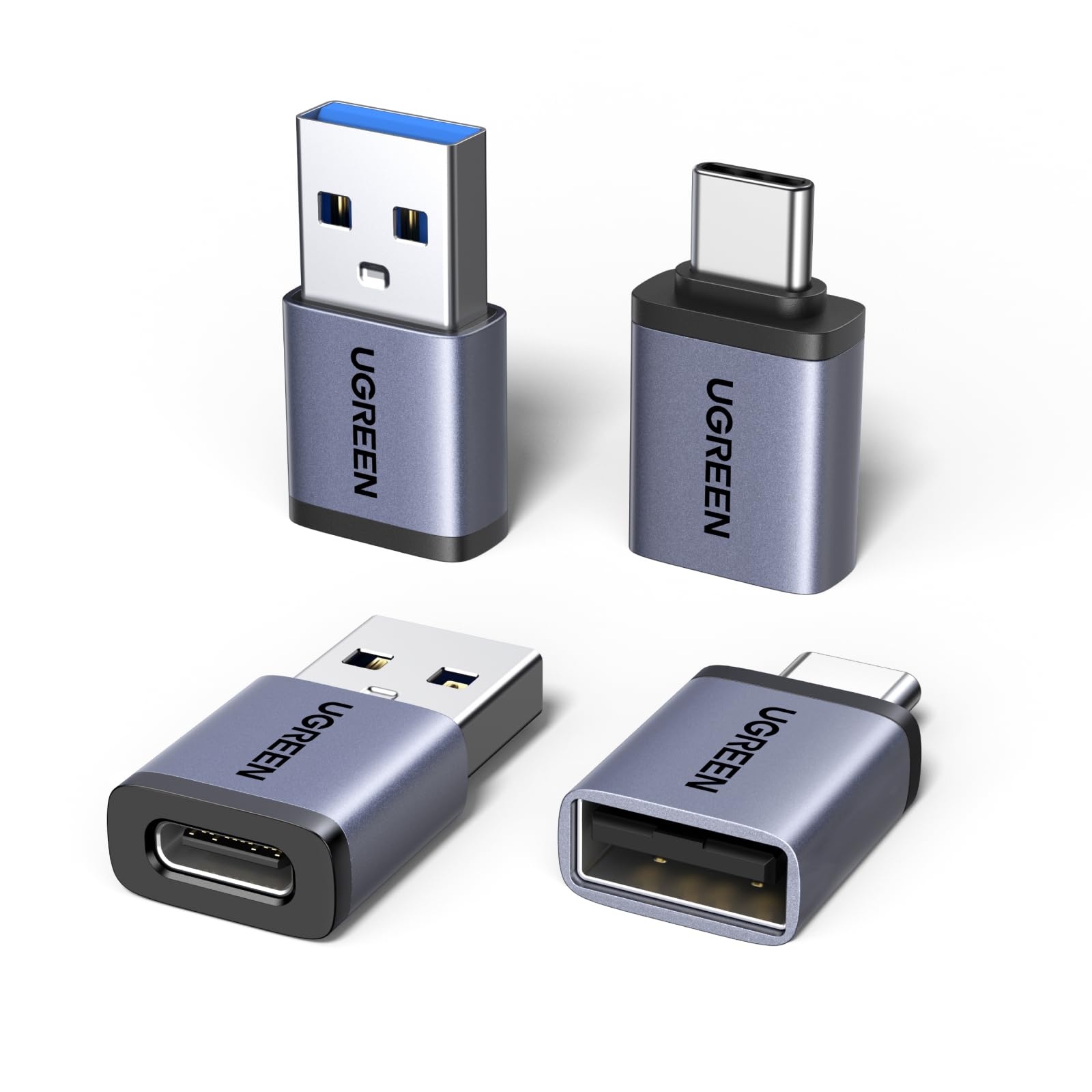UGREEN USB to USB C Adapter Combo 4-Pack, 10Gbps USB C Converter Space Gray | Da